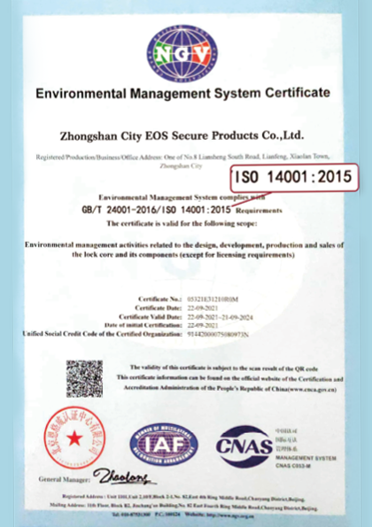 Eleksec ISO 14001 Environmental Management Certificate
