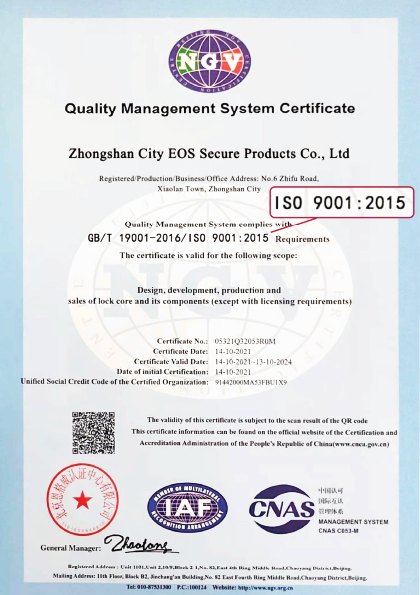 Eleksec ISO 9001 Quality Management Certificate
